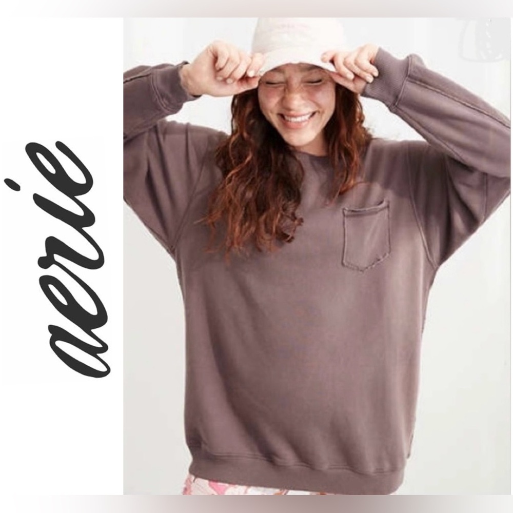Aerie Women’s Sz M Brown The Everyday‎ Cozy Crewneck Sweatshirt